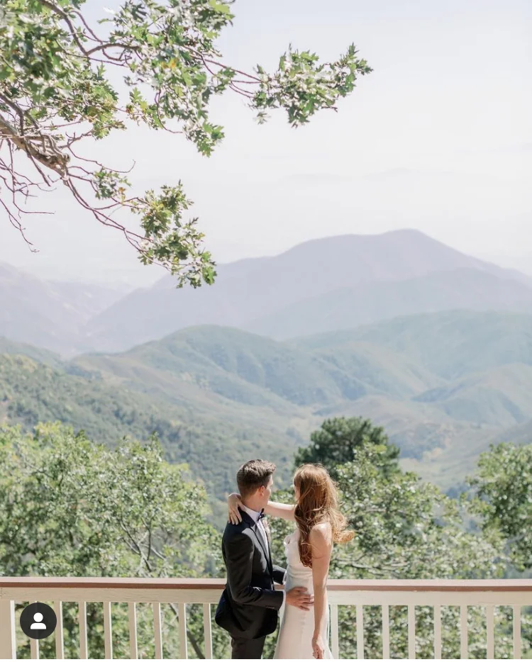 bridge and groom with the san bernardino valley backdrop