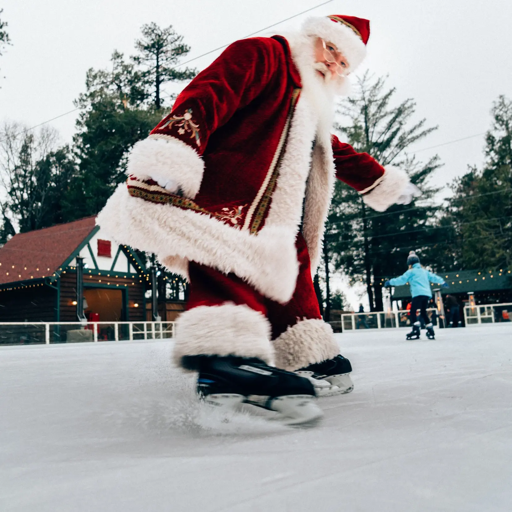 Santa ice skating at Sky Park at Santa's Village